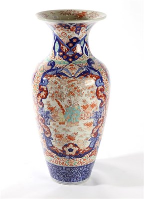 Lot 203 - An Imari Porcelain Alcove Vase, circa 1900, of baluster form with flared neck, typically...