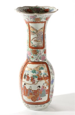 Lot 204 - An Imari Porcelain Alcove Vase, circa 1900, of ovoid form with tall trumpet neck, typically painted