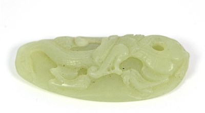 Lot 218 - A Chinese Jade Plaque, carved with an octopus, 7.5cm long