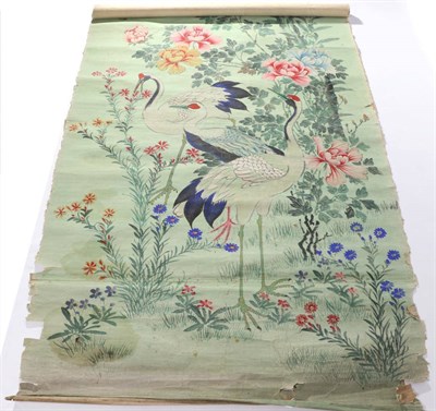 Lot 219 - A Roll of Chinese Export Hand-Painted Wall Paper, 18th/early 19th century, painted in the...