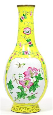 Lot 235 - A Canton Enamel Bottle Vase, late 18th/19th century, painted in famille rose enamels with...