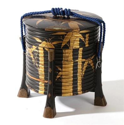 Lot 261 - A Japanese Lacquer Hokai (Covered Food Container), Edo Period, 19th century, of ribbed...