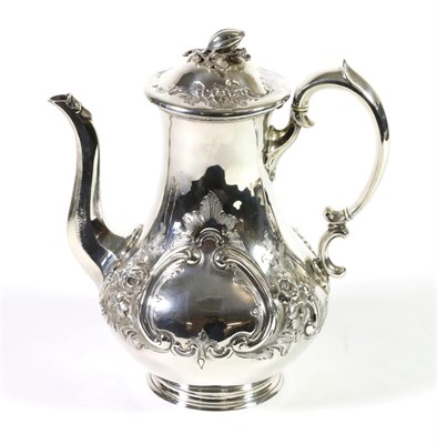 Lot 266 - A Victorian Silver Coffee Pot, Robert Harper, London 1860, baluster form, chased with C...