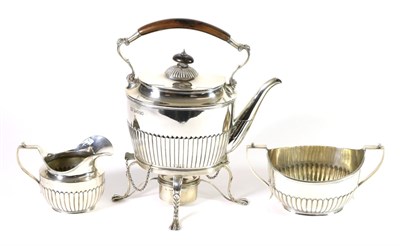 Lot 267 - A Victorian Silver Three Piece Tea Service, Francis Boone Thomas, London 1884, comprising kettle on