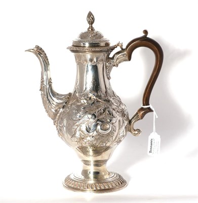 Lot 269 - A George III Silver Coffee Pot, William Grundy, London 1772, pear shaped on circular domed...