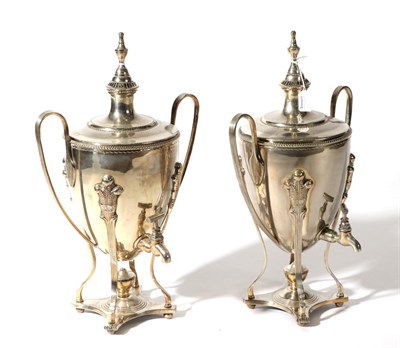 Lot 270 - A Pair of Electroplated Tea Urns, Mappin & Co, 2nd half 19th Century, of George III style, the...