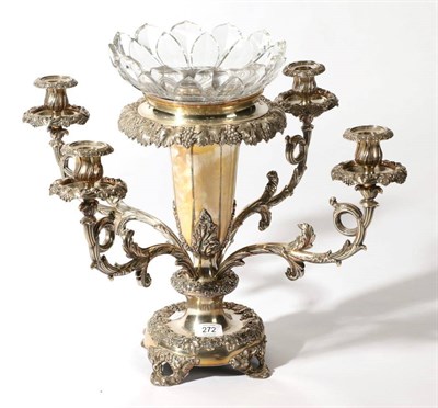 Lot 272 - An Old Sheffield Plate Candelabrum Centrepiece, 1st half 19th Century, vase shaped with...