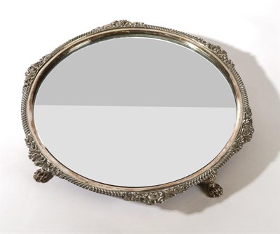 Lot 273 - An Old Sheffield Plate Mirror Plateau, 19th Century, circular with gadroon and foliate rim on...