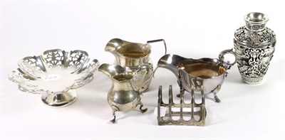 Lot 285 - A Group of Assorted Silver Items, comprising: two George III style cream jugs; a small sauce...