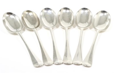 Lot 295 - A Set of Six Edwardian Silver Hanoverian with Rat Tail Pattern Table Spoons, Jackson &...