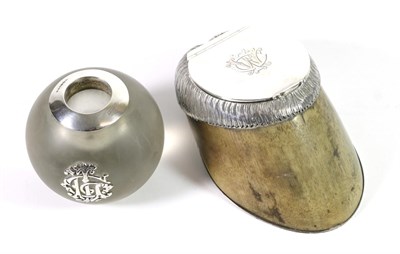 Lot 296 - A Victorian Silver Mounted Horse Hoof Inkwell, Thornhill & Co, London 1881, the hinged cover...