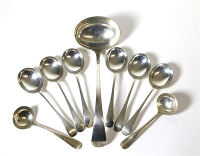 Lot 302 - A Set of Six Silver Old English Pattern Soup Spoons, Atkin Bros, Sheffield 1914; A Silver Soup...