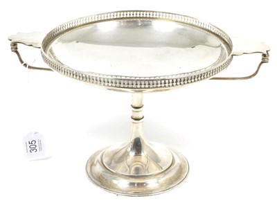 Lot 305 - A George V Silver Twin Handled Tazza, Martin Hall & Co, Sheffield 1917, with pierced gallery...