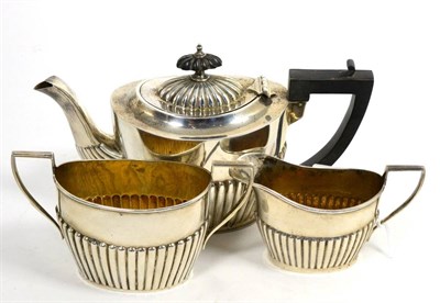 Lot 308 - An Edwardian Silver Three Piece Bachelor's Tea Service, William Aitkin, Birmingham 1902, of...