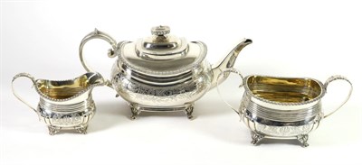 Lot 315 - A Similar George III and Later Silver Three Piece Tea Service, the teapot, Naphtali Hart,...