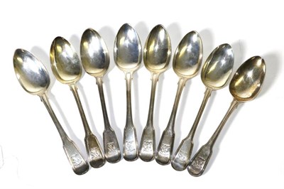 Lot 316 - A Matched Set of Eight George III/Victorian Silver Fiddle and Thread Pattern Tablespoons, (6 Thomas