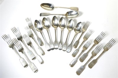 Lot 317 - A Group of Victorian Silver Fiddle Pattern Flatware, comprising: 6 table forks, Hayne & Cater,...