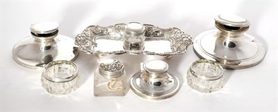 Lot 321 - Three Silver Capstan Inkwells, various dates and makers, 1910-1927, in varying sizes; An...