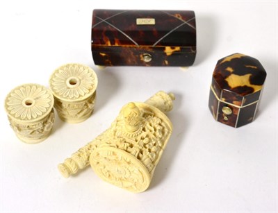 Lot 364 - 19th Century and Later Sewing Accessories, including a tortoiseshell octagonal thimble case,...