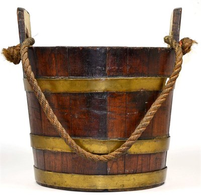 Lot 372 - A Coopered Pail, 19th century, of slightly flared cylindrical form with lug handles, 34cm high