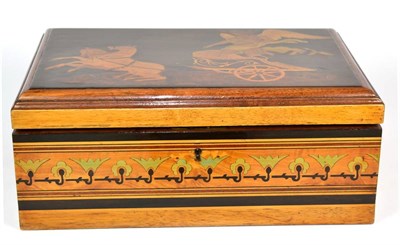 Lot 378 - A Late 19th Century Sorrento-Ware Jewellery Box, the hinged cover worked in stained and...