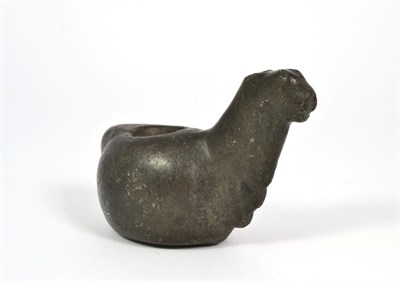 Lot 399 - A Stone Votive Container or Canopa, probably Inca, 15th century, modelled as a stylised llama,...