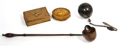 Lot 431 - A White Metal Mounted Treen Toddy Ladle, 18th century, with ovoid bowl and baluster turned...