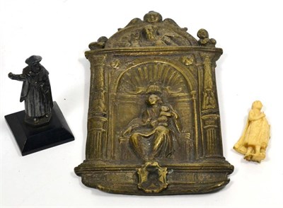 Lot 434 - An Italian Bronze Pax, in 16th century style, modelled as the Holy Family in an architectural...