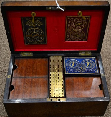 Lot 439 - A Victorian Walnut Travelling Games Compendium Box, of rectangular form with hinged sides and...