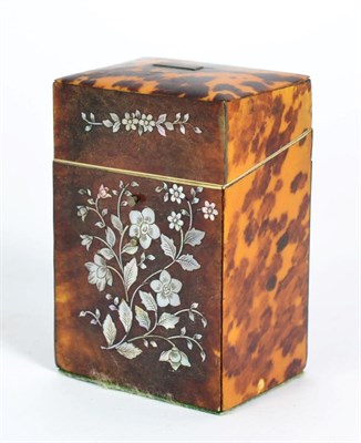 Lot 469 - A Mother-of-Pearl Inlaid Tortoiseshell Necessaire, mid 19th century, of rectangular form, decorated