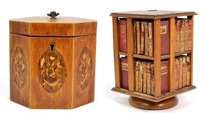 Lot 470 - A Mahogany and Marquetry Tea Caddy, 19th century, of canted rectangular form, inlaid with oval...