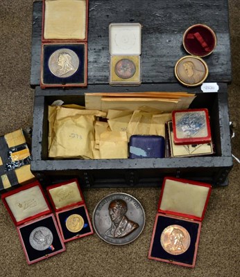 Lot 477 - Eight Various 19th and 20th Century Bronze Commemorative Medallions, in fitted cases; and A...