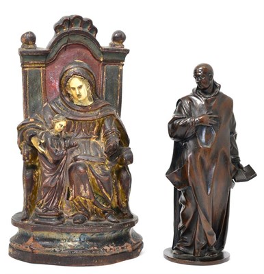 Lot 480 - A Carved Polychrome and Giltwood Group of the Holy Family, in 17th century Spanish style, Mary...