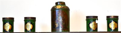 Lot 491 - A Toleware Shop Display Tea Canister and Cover, 19th century, of cylindrical form with rounded...