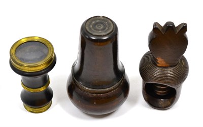 Lot 501 - A Monocular, in fitted treen case; and An Acorn Shaped Nutcracker (2)