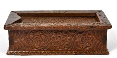 Lot 505 - A Late 17th/Early 18th Century Carved Box, with sliding lid, 23cm