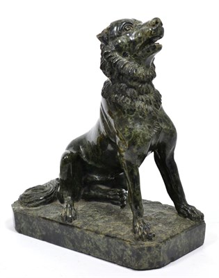 Lot 517 - An Italian Carved Serpentine Model of a Molossus, 19th century, after the Antique, on a rectangular