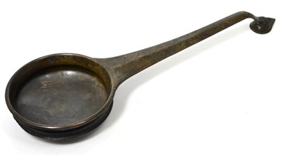 Lot 519 - A Bronze Skillet, probably Persian, 17th century, of circular form, the handle with leaf form knop