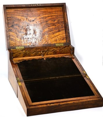 Lot 529 - A Victorian Brass Bound Pollard Oak Large Writing Slope, the rectangular hinged top over a...