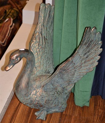 Lot 533 - A Copper Alloy Figure of a Swan, naturalistically modelled with its wings raised, 69cm high