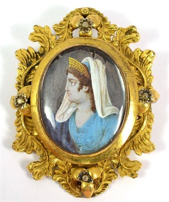 Lot 545 - Italian School (19th century): A Grand Tour Miniature Bust Portrait of a Classical Maiden,...