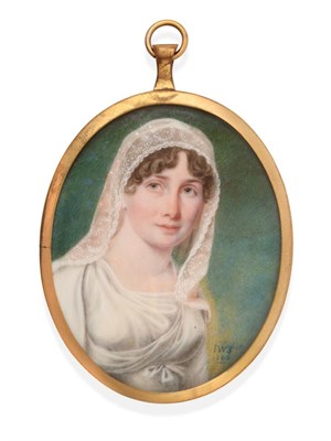 Lot 557 - Isaac Wane Slater (British, 1784/5-1836): Miniature Bust Portrait of Mrs Powyer, in wedding attire