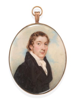 Lot 558 - Henry Jacob Burch (British, b.1763): Miniature Bust Portrait of a Gentleman, wearing a black...