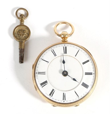 Lot 564 - A Lady's 18ct Gold Fob Watch, 1866, lever movement, enamel dial with Roman numerals, Chester...