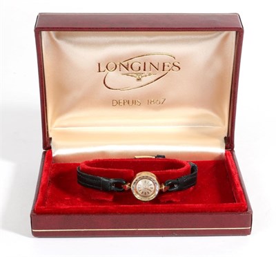 Lot 567 - A Lady's 9ct Gold Wristwatch, signed Longines, 1960, (calibre 320) lever movement signed and...