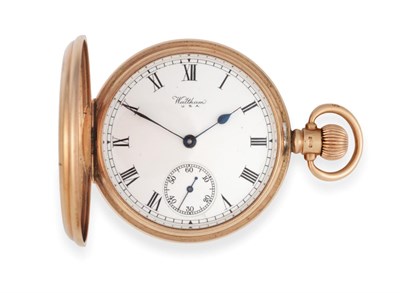 Lot 570 - A 9ct Gold Full Hunter Pocket Watch, signed Waltham, 1924, lever movement signed P.S.Bartlett...