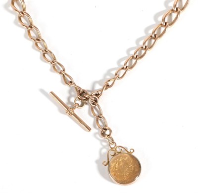 Lot 571 - A 9ct Gold Watch Chain with Attached Half Sovereign Fob, each link stamped 375, attached half...