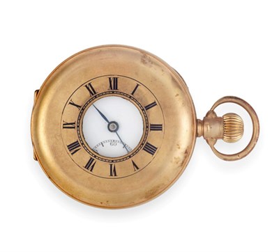 Lot 576 - A 9ct Gold Half Hunter Pocket Watch, 1933, lever movement signed Bulla, enamel dial with Roman...