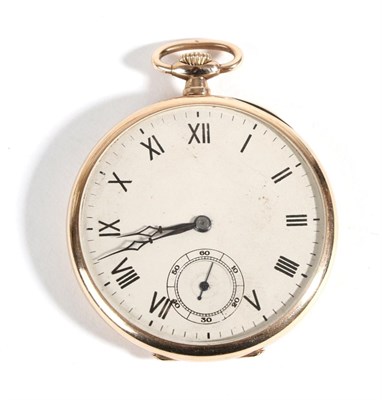 Lot 578 - A 9ct Gold Open Faced Pocket Watch, 1924, lever movement, silvered dial with Roman numerals,...