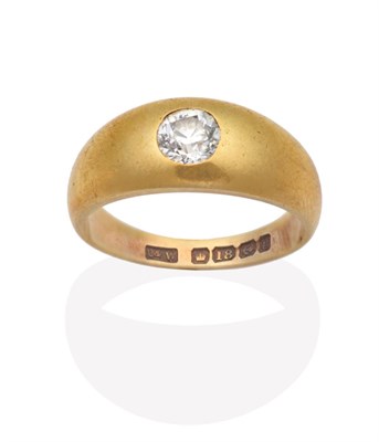 Lot 621 - An 18 Carat Gold Solitaire Diamond Ring, an old cut diamond inset to a tapering shank,...